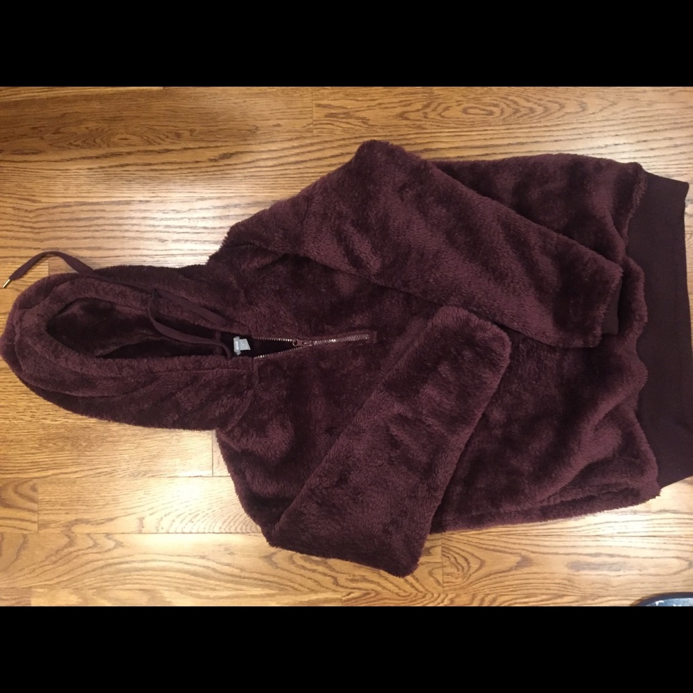 Maroon furry hoodie